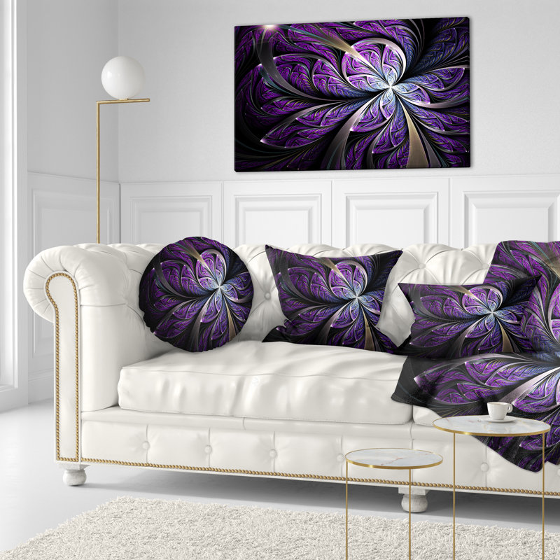 Large Purple and Black Floral Canvas Art Print, 40" x 20"