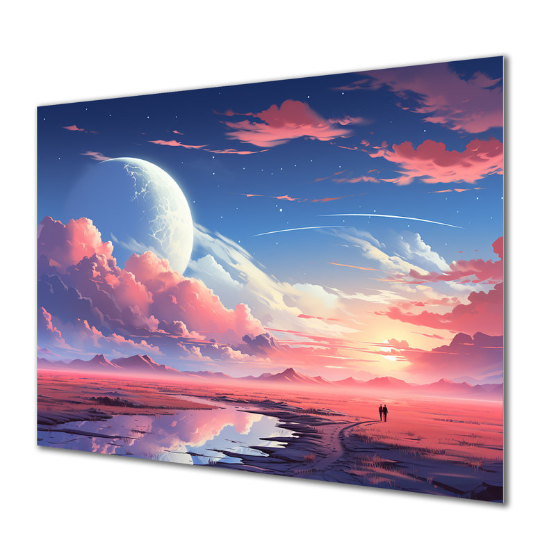 «Desert Twilight Traverse In Space II», art mural en métal, H 16 po x l 32 po x P 1 po