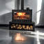 Heating fireplace with wood storage layer