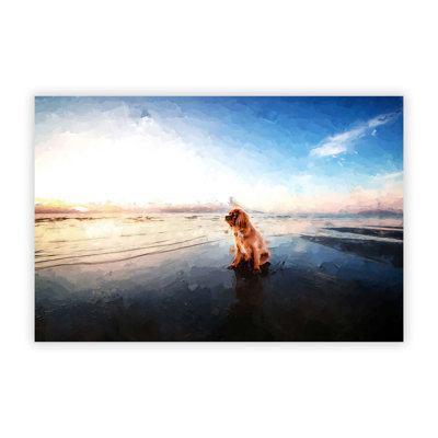 King Charles Spaniel upon the Beach - Frameless Print