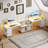 Writing Desk With Led & Power Outlet, Computer Desk With 4-tier Fabric Drawers, Reversible Corner Desks With Large Monitor Stand-898475280