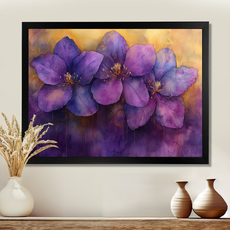Hofmeister - Floral Canvas Wall Decor, H 34 po x l 44 po, Reproduction encadrée d'une seule photo sans pass, Noir