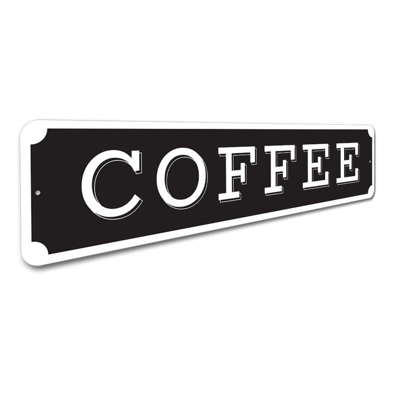 Enseigne café en aluminium, H 4 po x l 18 po x P 0,04 po