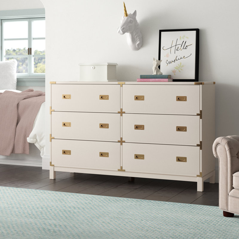 Commode 6 tiroirs Dania, Blanc