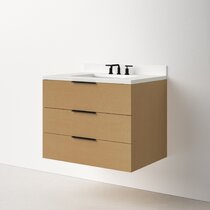 Free Shipping on 35 Modern Floating Bathroom Vanity Set With Single Sink  White and Natural｜Homary