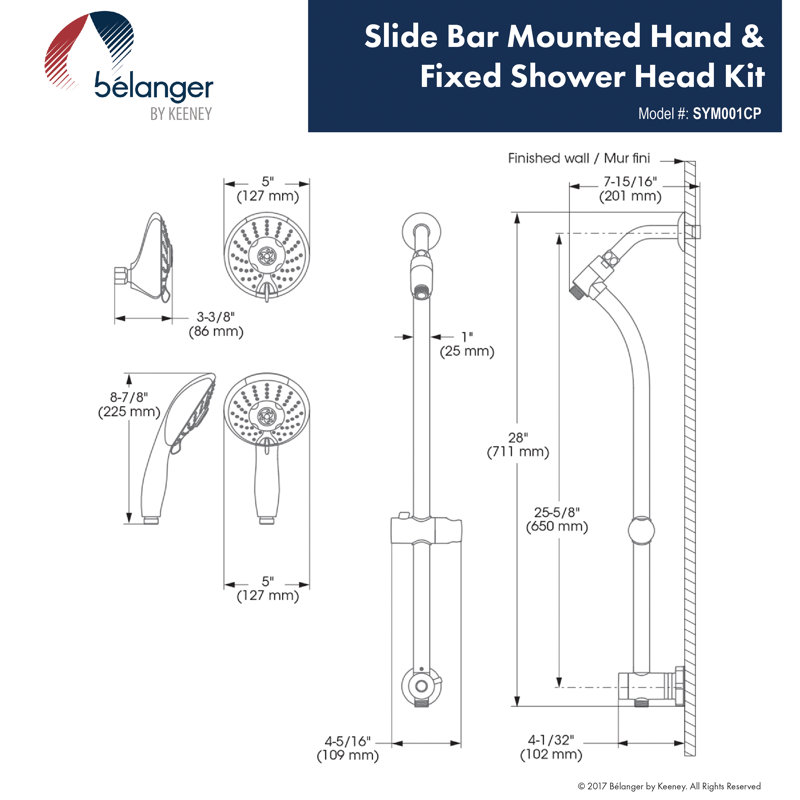 Polished Chrome Essential Style Retrofit Shower Faucet Complete Shower System