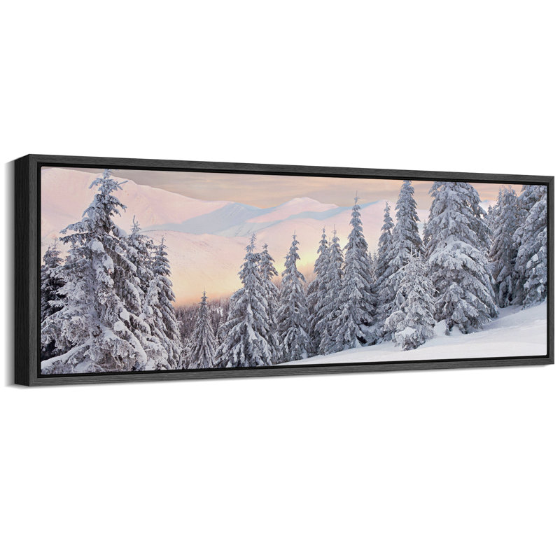Hiver, neige, couvert, pin, forêt, paysage, très grand, impression sur toile encadrée, H 20 po x l 60 po