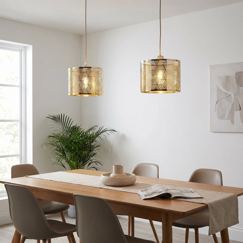 19 cm H Drum Pendant Shade ( No Direct Attachment Method ) in Gold