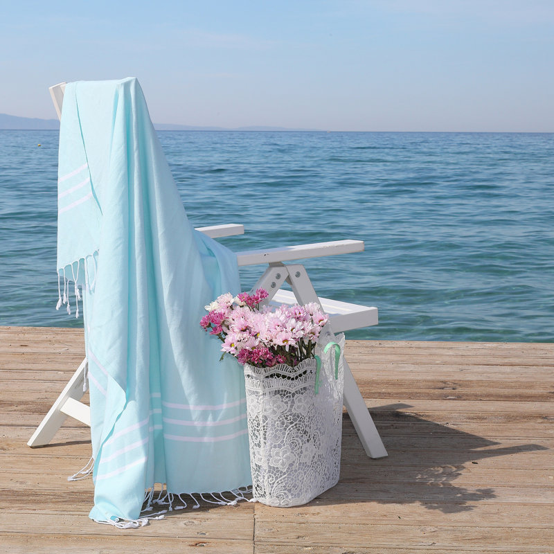 Alara Turkish Cotton Beach Towel, Soft Aqua