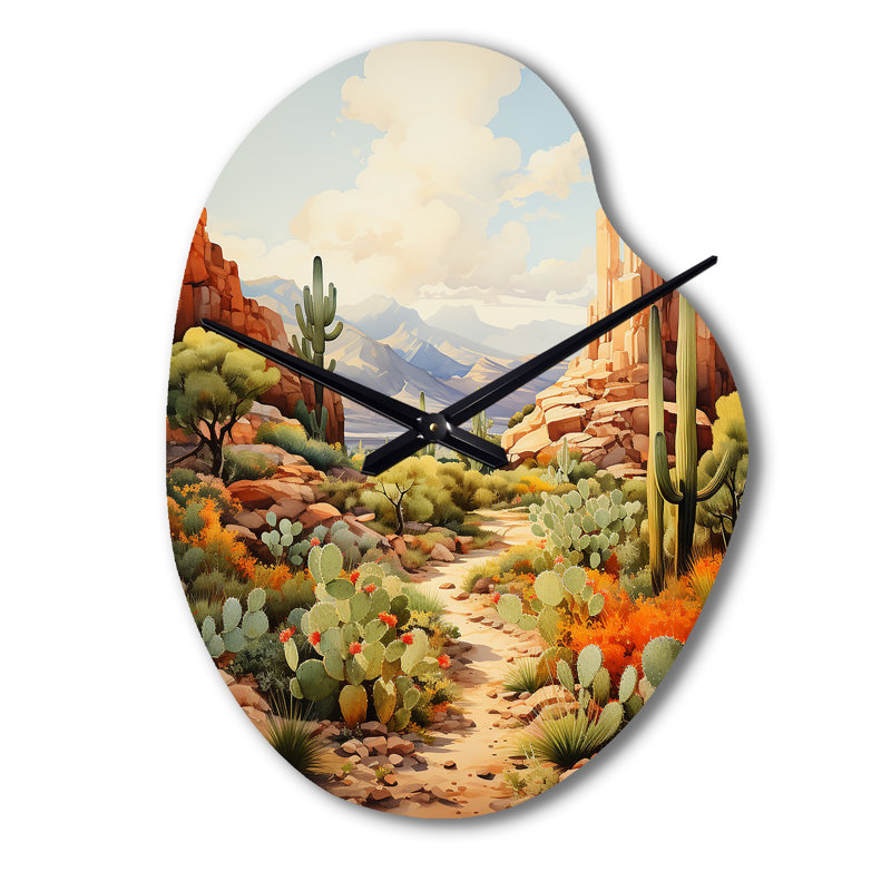 Mexico Cactus Oasis Impasto I - Mexique, horloge asymétrique, Petit