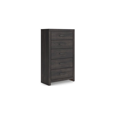 Commode haute Hez, 5 tiroirs, finition gris anthracite