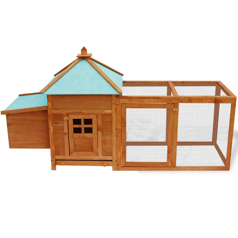 Francisca 13.09m² Chicken Coop with Chicken Run, Brown