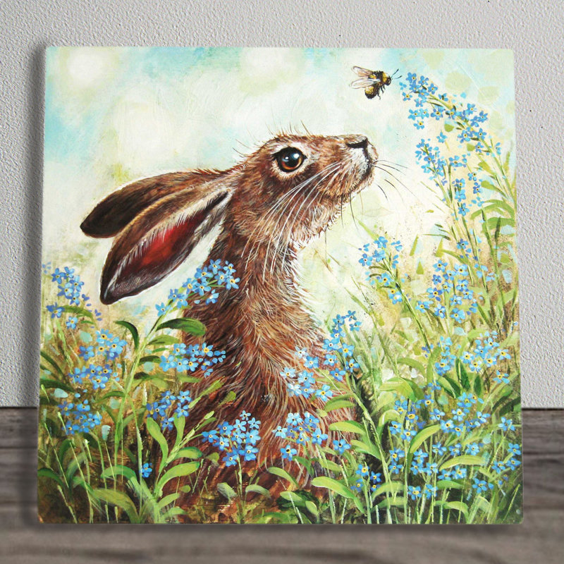 Judith Yates Forget Me Not Hare Ceramic Wall Decor