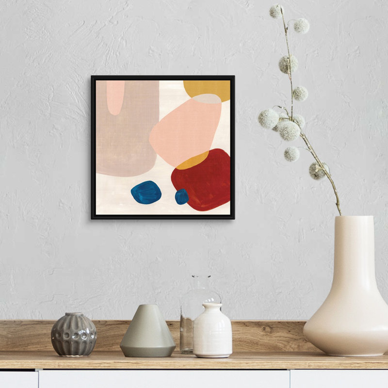 Reproduction d’art sur toile, "Pink Pebbles III" par Eva watts, H 14 po x l 14 po x P 1,75 po, Cadre noir
