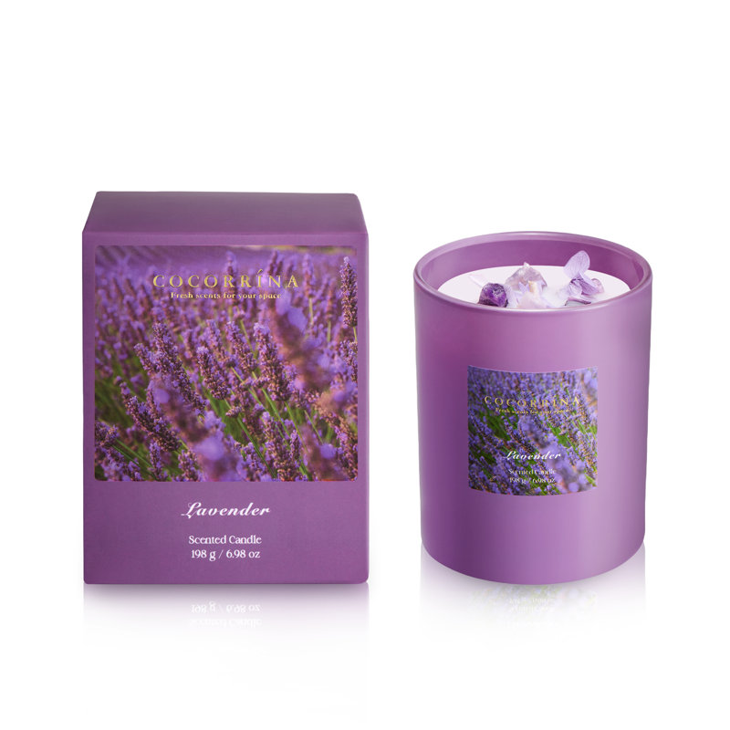 Bougie parfumée à la lavande et aux cristaux, 198 g