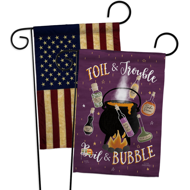 Toil et problèmes de polyester à 2 côtés 19 x 13 po drapeau de jardin