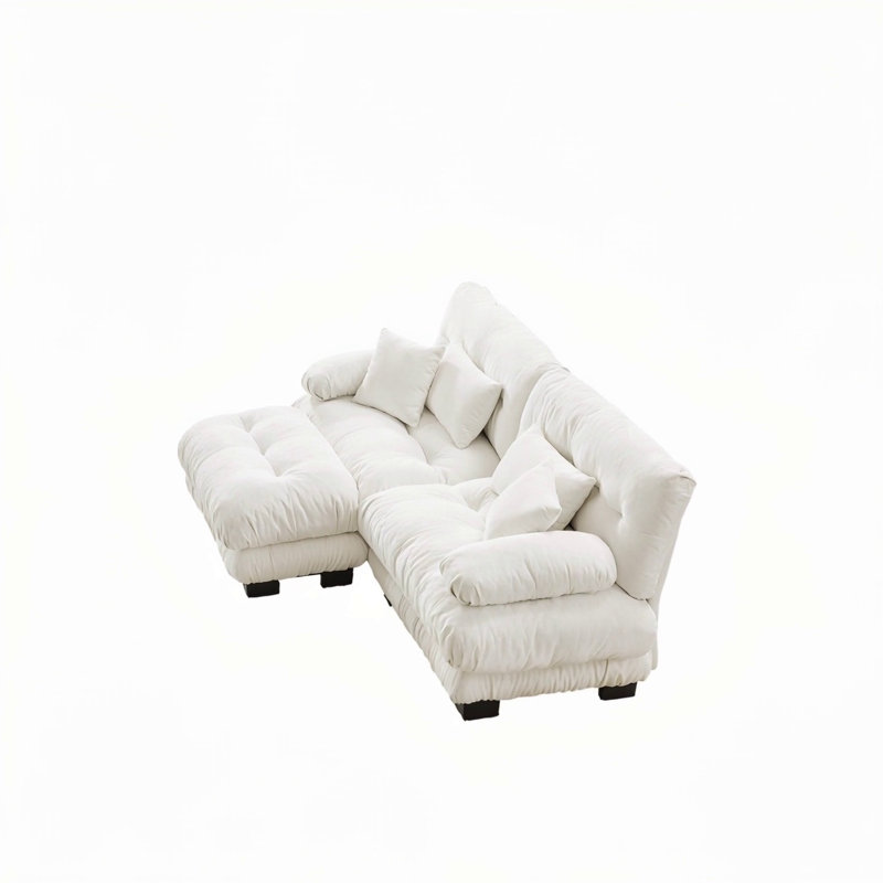 Canapé Cloud pour salon en tissu chenille avec coussins lombaires et coussins décoratifs, H 35,4 po x l 94,4 po x P 36 po, 2