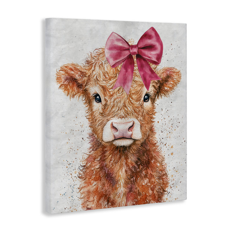 Toile Coquette Highland Cow, design par Nina Blue, H 20 po x l 16 po
