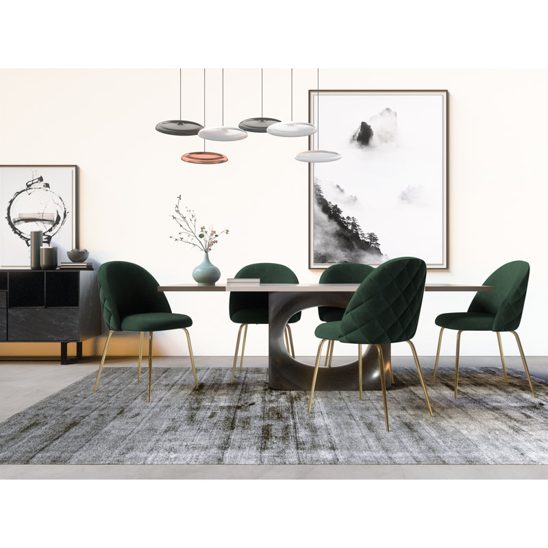 Ella Dining Chair, Green, Gold