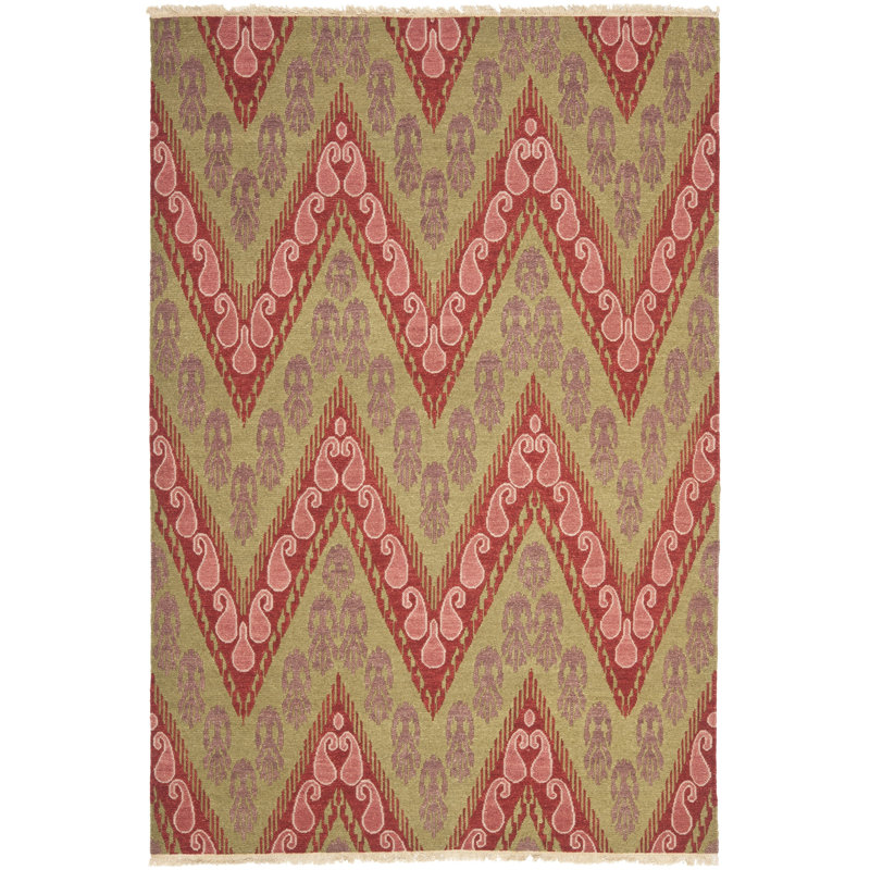Tapis ikat en laine noué à la main Vera, Rectangle 6 pi x 9 pi