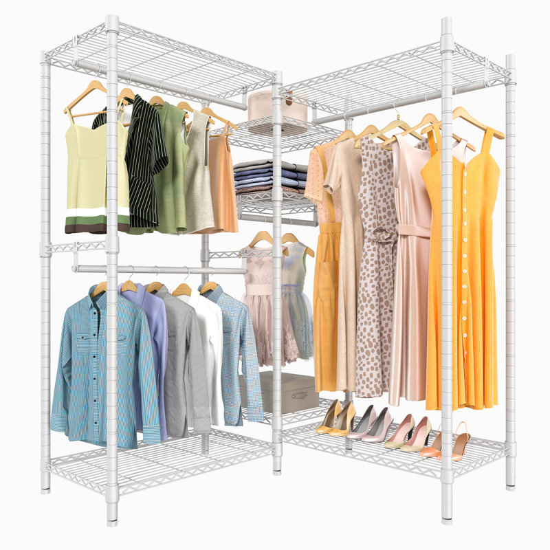 VIPEK L6 Medium 43.3" L Shaped Clothes Rack Heavy Duty, Space Saving Storage for Corner, White