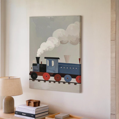 Canvas Wall Art Minimalist Cartoon Train Canvasplayful Transportation For Kids Ready To Hang Gallery Wrapped Home Decor Modern Design