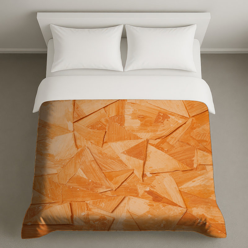 Housses de couette abstraites géométriques orange, Lit simple