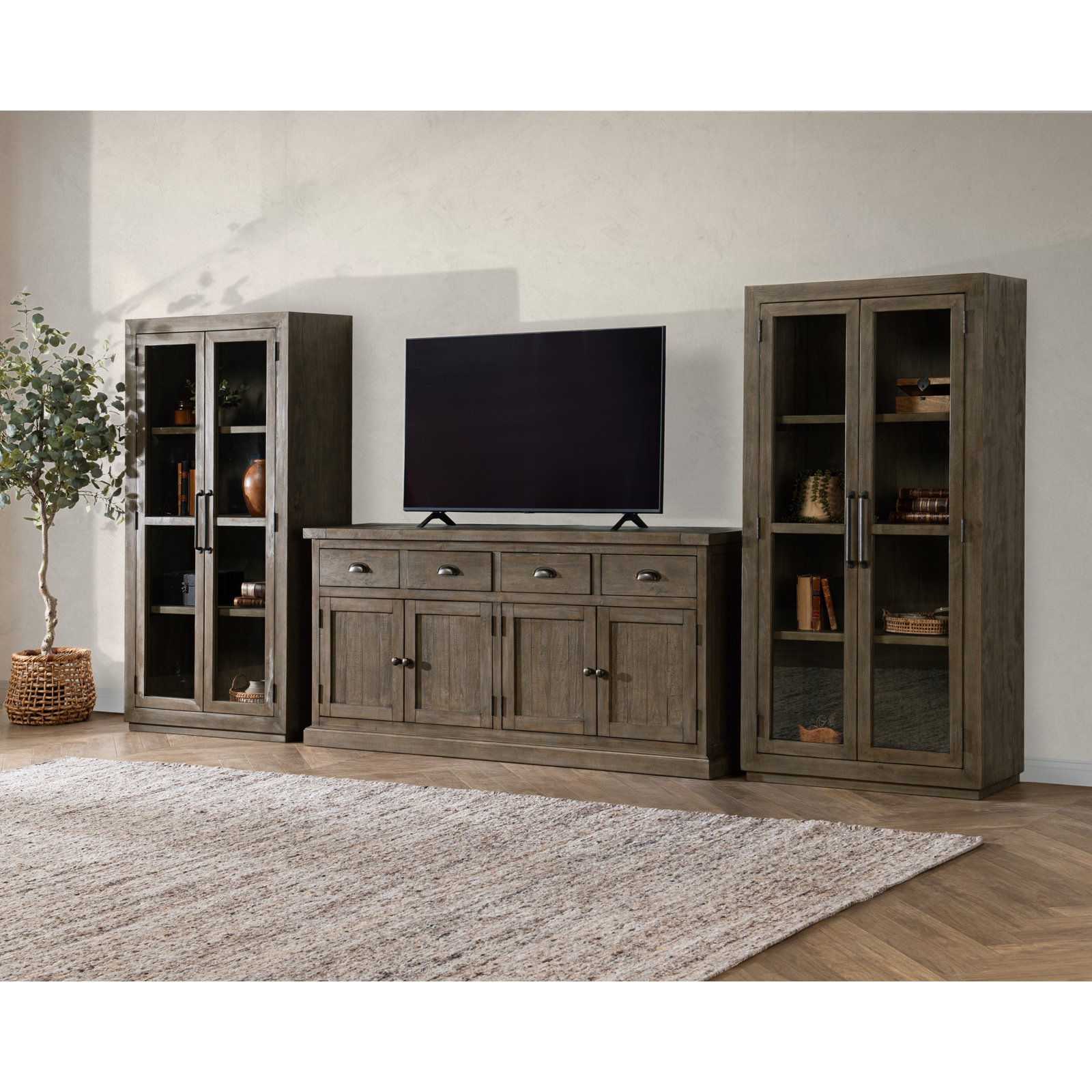 Kinston Dining Cabinet, Distressed Brown