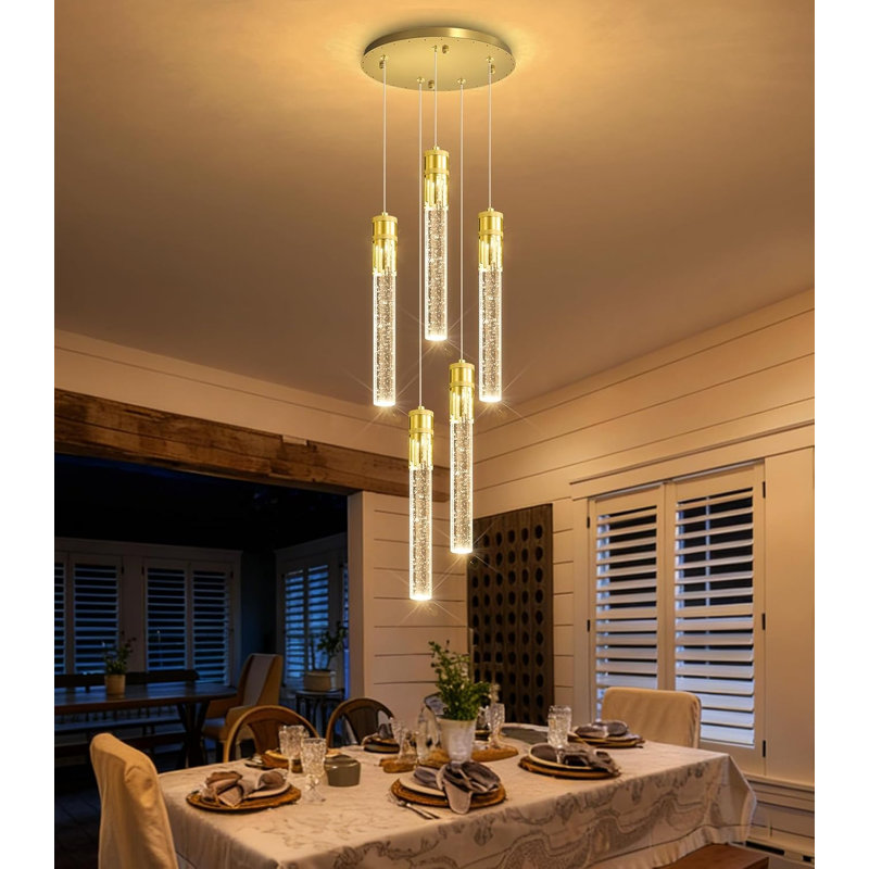 Modern Crystal Chandelier For Dining Room, Gold