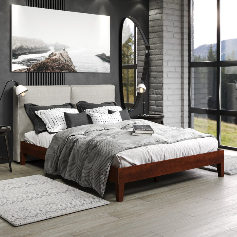 Antolic Solid Wood Platform Bed, Brown, Queen