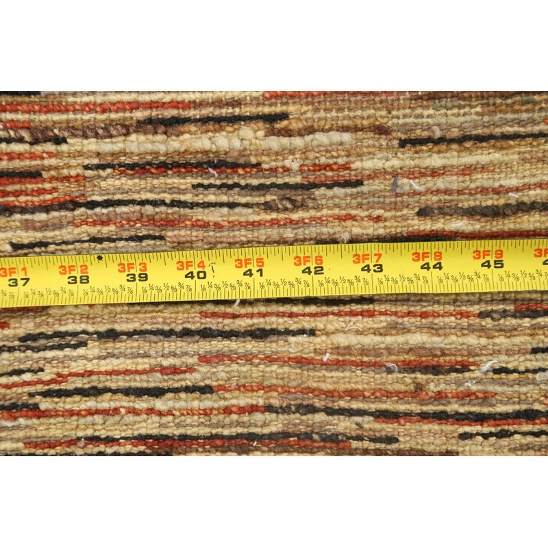 Tapis beige noué à la main de conception unique 2 pi 6 po x 3 pi 10 po