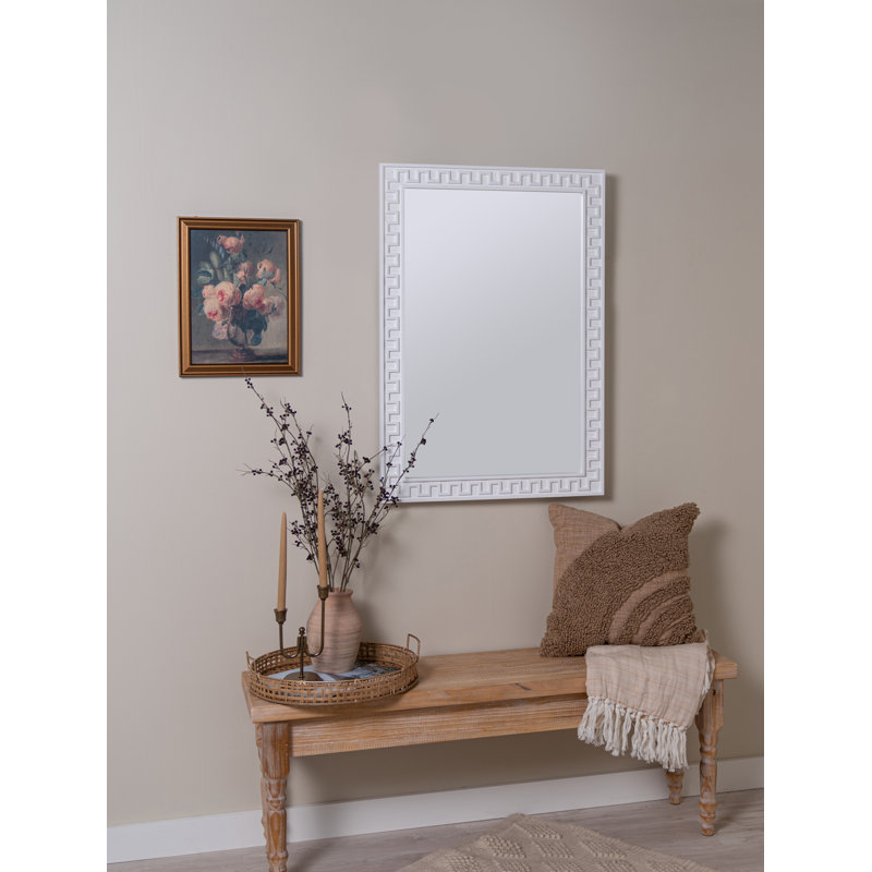 Greek Key Wall Mirror by Erin Gates, White