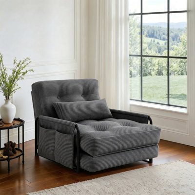30.7'' Convertible Corduroy Sofa Bed Chair with Adjustable Backrest, Foldable Sleeper Chair for Teen Bedroom, Dorm Room and Small Spaces