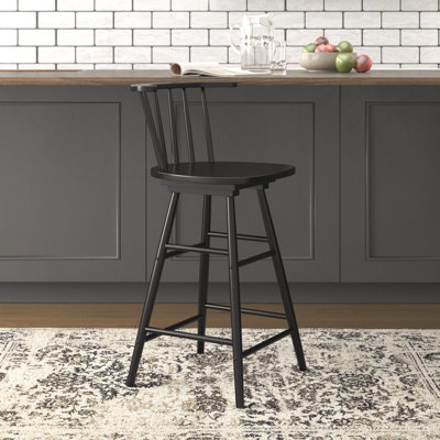 Swivel Counter Stool with Solid Wood Frame