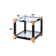 Beuna Contemporary 25" Square End Table with Glass Top and Shelf in White Brushed & Black