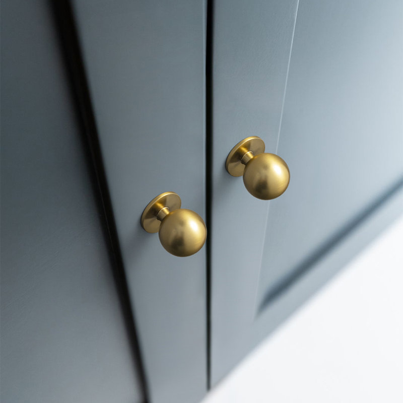 Poignée ronde, Diamètre du bouton: 1,18 po, Or brossé