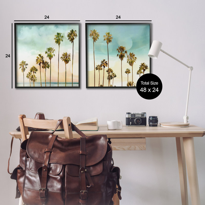 Ensemble de 2 giclées tropicales par Palmer, H 24 po x l 24 po, Giclée encadrée noir minuit