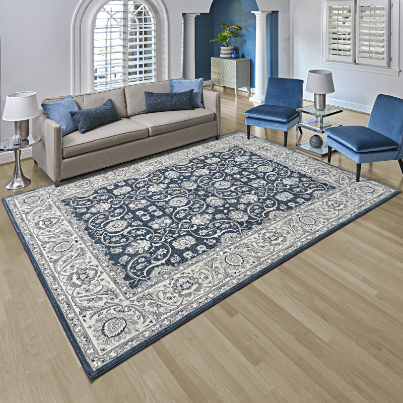 Tapis bleu / gris Giscard Croft, Rectangle 7 pi 10 po x 10 pi