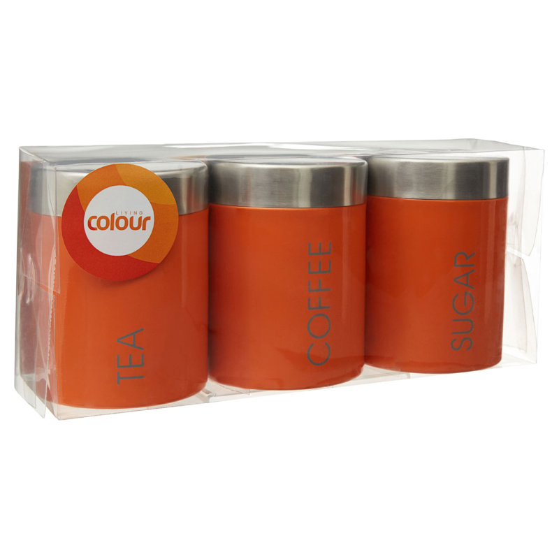 Surrett Metal Jar - Set of 3, Orange
