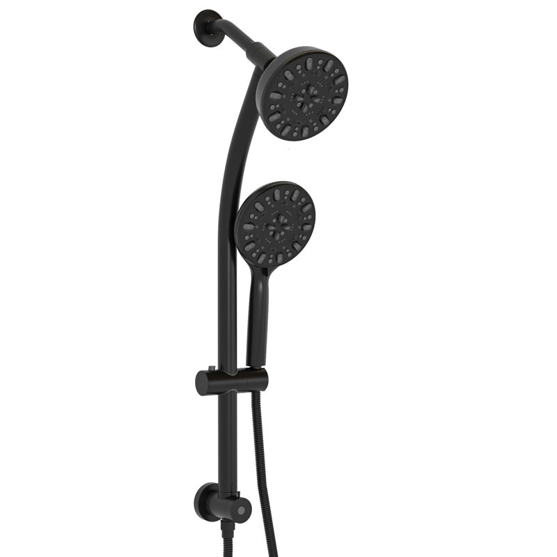 7 Hand Shower & 4.7" Rain Showerhead Pair, Matte Black With Adjustable Slide Bar And Manual, Matte Black