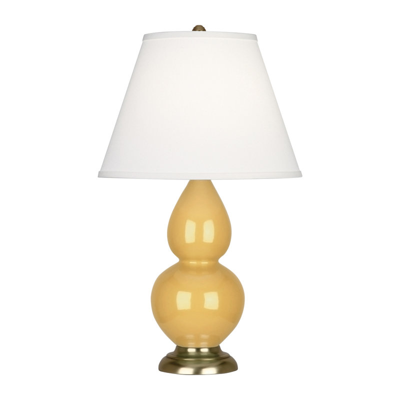 Small Double Gourd Table Lamp, Sunset Yellow/Antique Brass