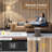Walnut Finish Floor Lamp With Integrated Table, Drawer, USB Ports, And Remote Control, 4 Color Temperatures