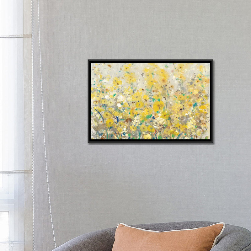 «Cheerful Garden I», impression sur toile, H 18 po x l 26 po x P 1,5 po, Toile avec cadre noir, Pas de tapis