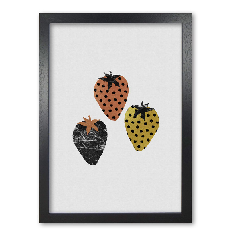 Strawberries - Print, 42 cm H x 30 cm W x 5 cm D, Black Grain Frame
