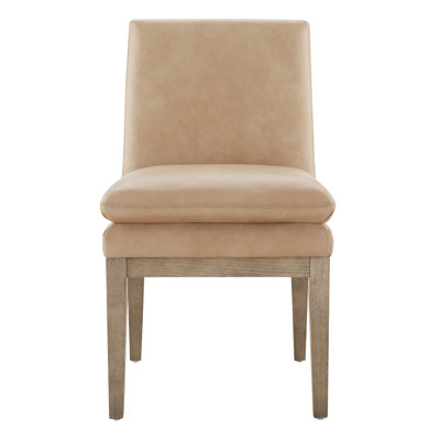 Bethea Genuine Leather Oak Side Chair