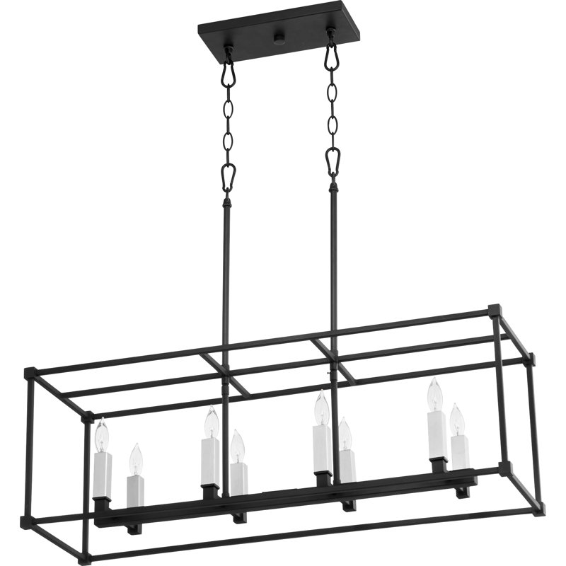 Luminaire suspendu linéaire à 8 lumières pour îlot de cuisine Analie, Noir