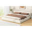 Lit tapissier beige pour une allure de chambre à coucher moderne, grand lit, bonne capacité de charge, lit minimaliste élégant, très grande répartition du poids par lattes