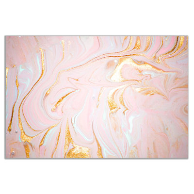 Pink And Gold Marble Swirl - Wrapped Canvas Print
