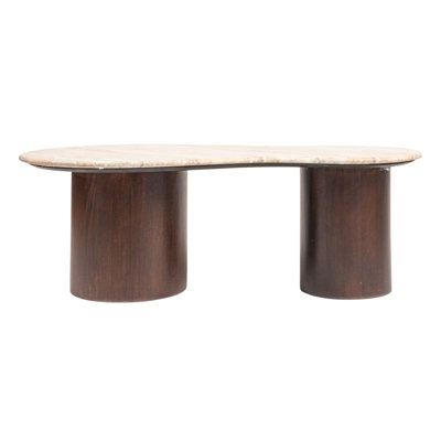 Marble and Mango Wood Organic Shaped Coffee Table