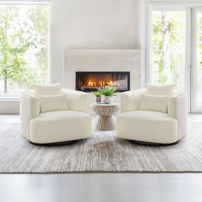 Darna 32.3" Wide Upholstered Swivel Accent Chair（Set Of 2）